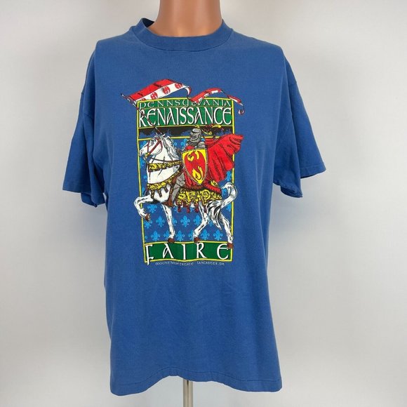 Pennsylvania Renaissance Fair Single Stitch T Shirt Vtg 90s Medieval Times USA L - Picture 2 of 5